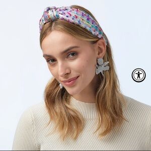 Lele SADOUGHI SILVER METALLIC CONFETTI KNOTTED HEADBAND NWT